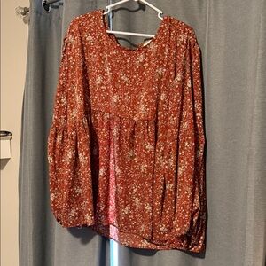 Hayden Rust Floral Tiered Tunic Top